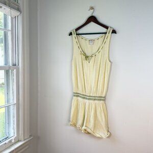 Free People Cotton Gauzy Pale Yellow Romper Small Beach Flowy